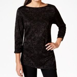 Style $ Co. Women's Embroidered Scuba Top Black